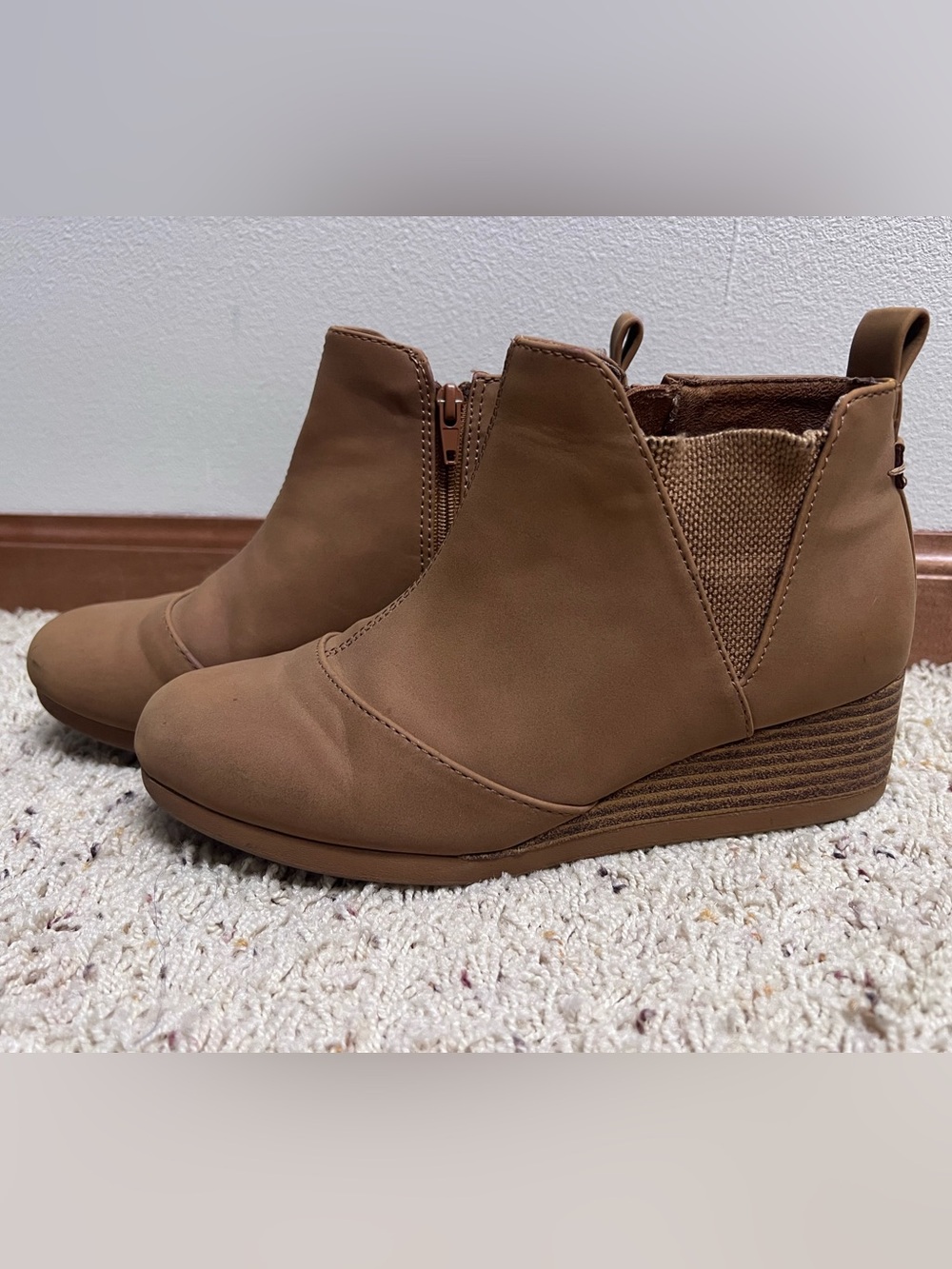 Toms Kids Tan Wedge Ankle Boots